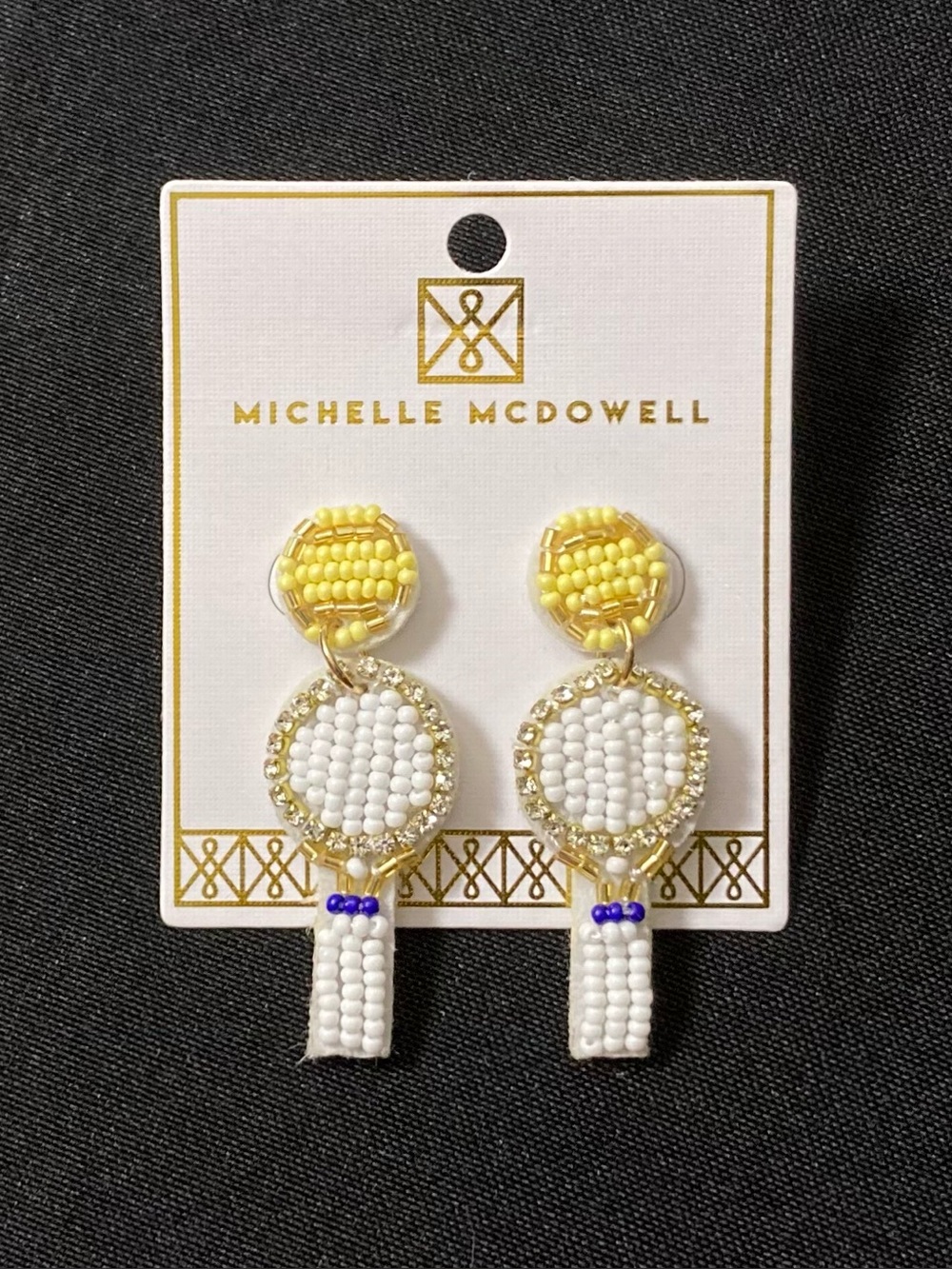⭐️ Michelle McDowell Tennis Racket Beaded Dangle Earrings